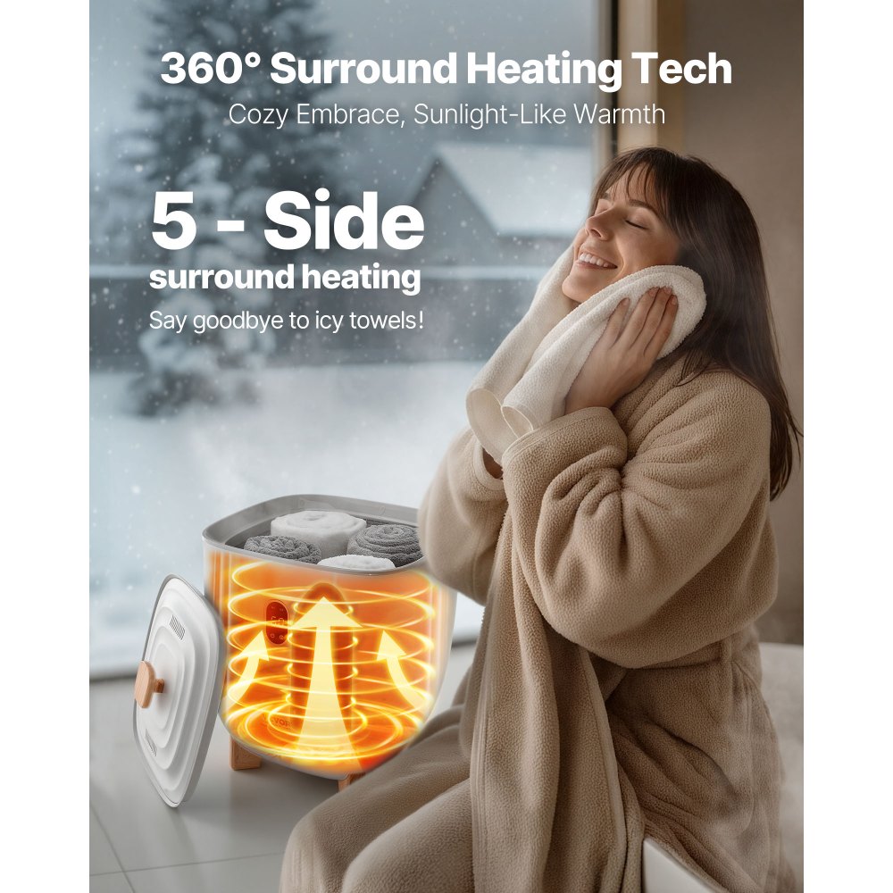 VEVOR Towel Warmers for Bathroom, 25 L Towel Warmer Bucket with Auto Shut Off for Spa Fits up to 5 Oversized Bath Towels, Blankets, Clothes, Bathrobes, PJ's and More