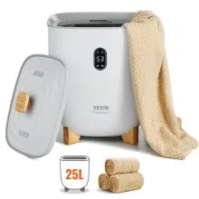 VEVOR Towel Warmer 25L, Towel Warmer Bucket with 2 Heating Modes, 20/40/60/90 Min Auto Shut Off, Bottom Heating Column, LED Display, Large Towel Warmer for Bathroom, Spa, Bathrobe, Blanket, PJ's, Gray