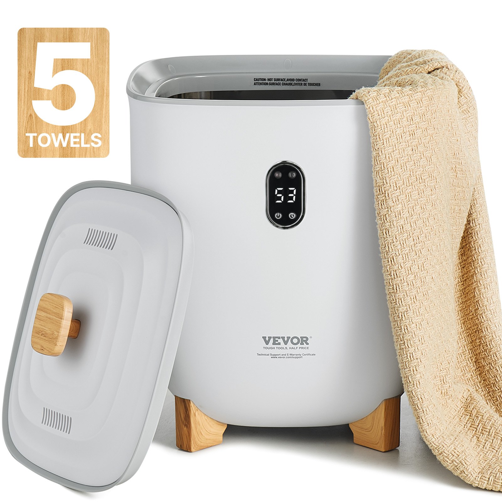 VEVOR Towel Warmers for Bathroom, 25 L Towel Warmer Bucket with Auto Shut Off for Spa Fits up to 5 Oversized Bath Towels, Blankets, Clothes, Bathrobes, PJ's and More