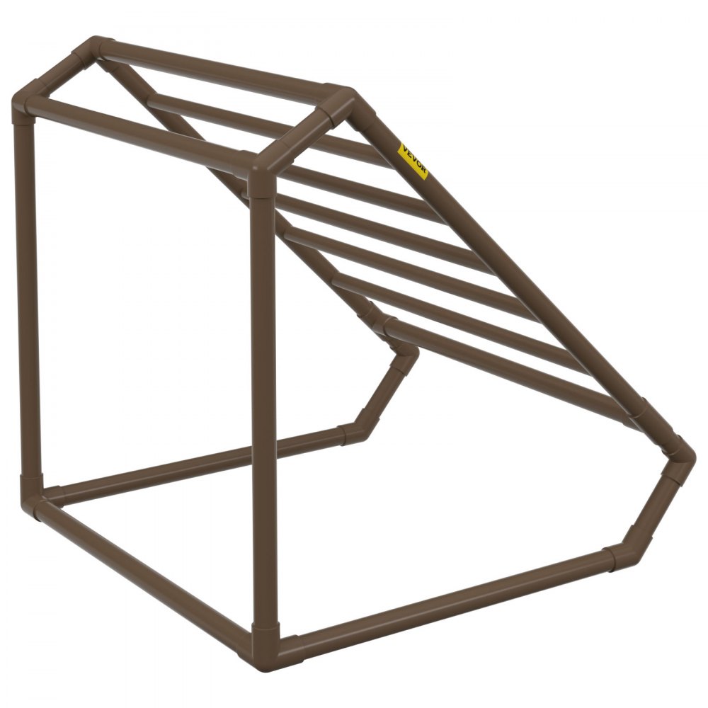 VEVOR Toallero para piscina, 8 barras, marrón, organizador de almacenamiento triangular independiente de PVC para exteriores, incluye 8 clips para toallas, bolsa de malla, gancho, también almacena flotadores y paletas, para playa, piscina
