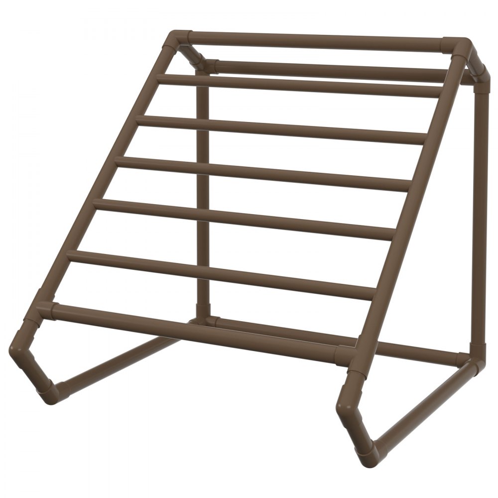 VEVOR Toallero para piscina, 8 barras, marrón, organizador de almacenamiento triangular independiente de PVC para exteriores, incluye 8 clips para toallas, bolsa de malla, gancho, también almacena flotadores y paletas, para playa, piscina