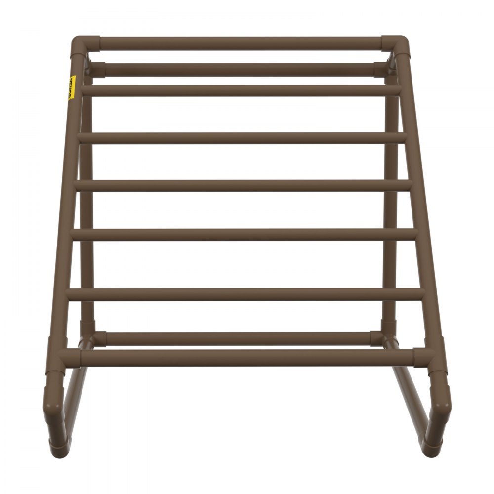 VEVOR Toallero para piscina, 8 barras, marrón, organizador de almacenamiento triangular independiente de PVC para exteriores, incluye 8 clips para toallas, bolsa de malla, gancho, también almacena flotadores y paletas, para playa, piscina