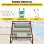VEVOR Pool Towel Rack, 8 Bar, Brown, Freestanding Outdoor PVC Triangular Poolside Storage Organizer, Include 8 Towel Clips, Mesh Bag, Hook, Also Stores Floats and Paddles, for Beach, Swimming Pool
