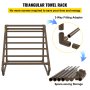 VEVOR Pool Towel Rack, 8 Bar, Brown, Freestanding Outdoor PVC Triangular Poolside Storage Organizer, Include 8 Towel Clips, Mesh Bag, Hook, Also Stores Floats and Paddles, for Beach, Swimming Pool