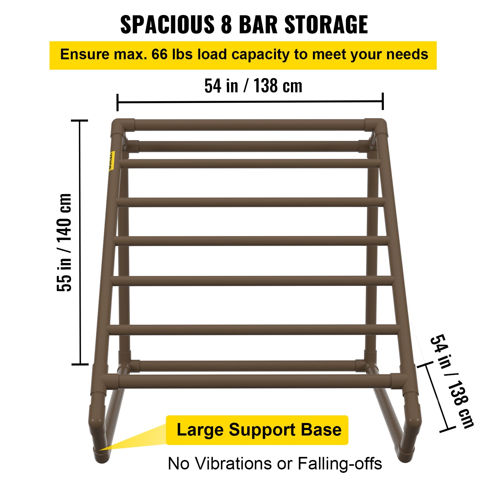 VEVOR Toallero para piscina, 8 barras, marrón, organizador de almacenamiento triangular independiente de PVC para exteriores, incluye 8 clips para toallas, bolsa de malla, gancho, también almacena flotadores y paletas, para playa, piscina