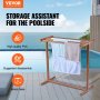 VEVOR Pool Towel Rack, 5 Bar, Brown, Freestanding Outdoor PVC T-Shape Poolside Storage Organizer, Include 8 Towel Clips, Mesh Bag, Hook, Also Stores Floats and Paddles, for Beach, Swimming Pool, Home