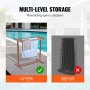 VEVOR Pool Towel Rack, 5 Bar, Brown, Freestanding Outdoor PVC T-Shape Poolside Storage Organizer, Include 8 Towel Clips, Mesh Bag, Hook, Also Stores Floats and Paddles, for Beach, Swimming Pool, Home