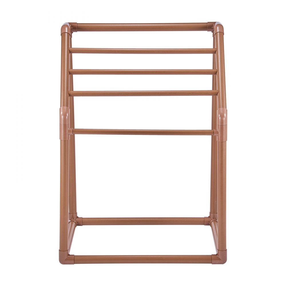 VEVOR Towel Rack, 5 Bars Outdoor PVC Towel Holder, Freestanding Pool Towel Hanger Stand with Clips, Bag & Hook, Outdoor Indoor Quilt Drying Rack Organizer, Ideal for Poolside, Bathroom, Spa, Brown