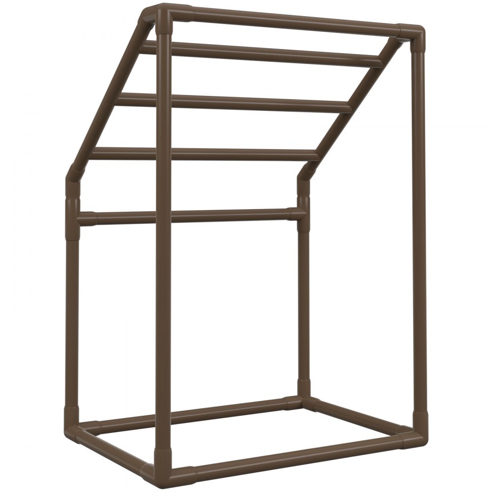VEVOR Towel Rack, 5 Bars Outdoor PVC Towel Holder, Freestanding Pool Towel Hanger Stand with Clips, Bag & Hook, Outdoor Indoor Quilt Drying Rack Organizer, Ideal for Poolside, Bathroom, Spa, Brown