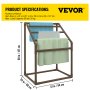 VEVOR Pool Towel Rack, 5 Bar, Brown, Freestanding Outdoor PVC Trapedozal Poolside Storage Organizer, Include 8 Towel Clips, Mesh Bag, Hook, Also Stores Floats and Paddles, for Beach, Swimming Pool