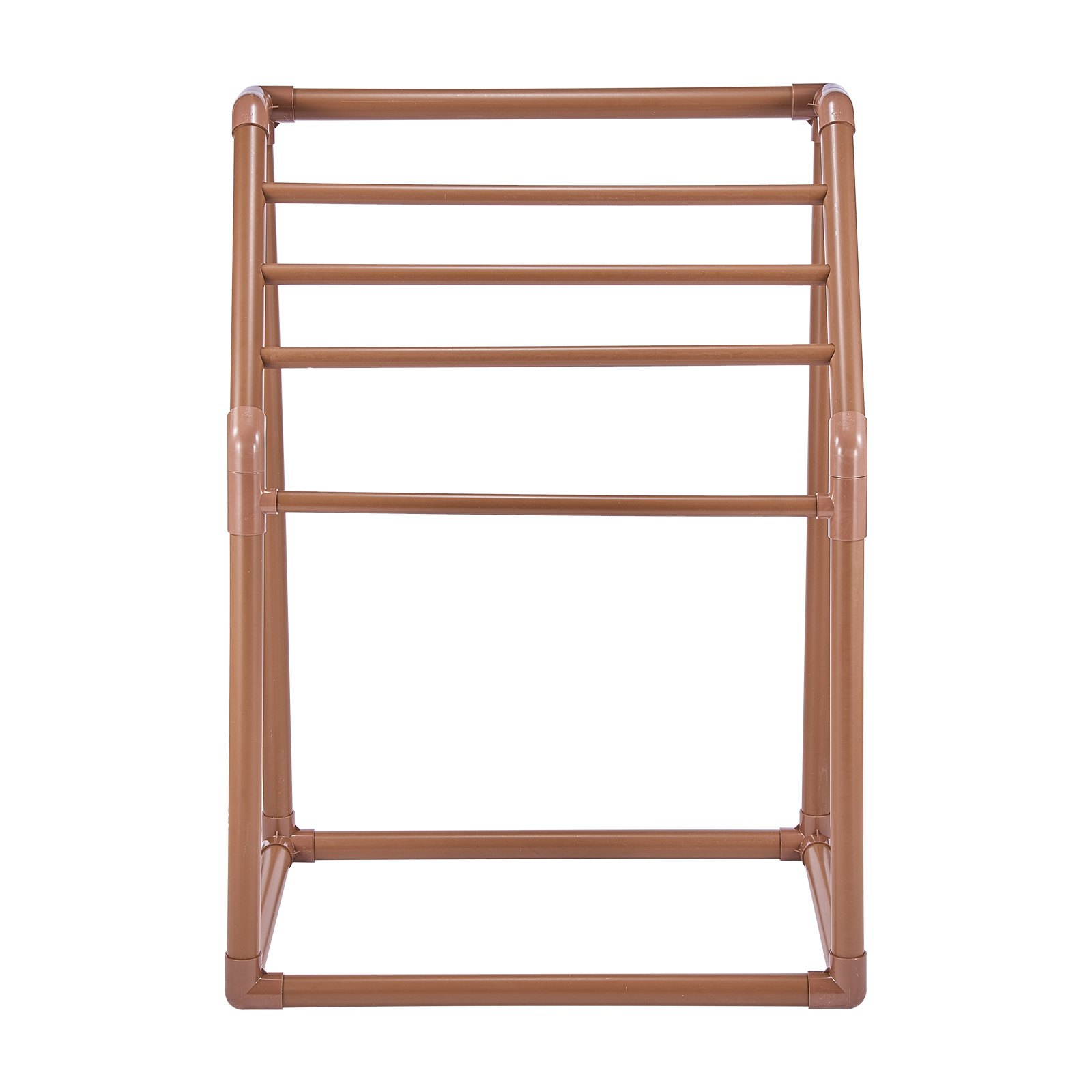 VEVOR Towel Rack, 5 Bars Outdoor PVC Towel Holder, Freestanding Pool Towel Hanger Stand with Clips, Bag & Hook, Outdoor Indoor Quilt Drying Rack Organizer, Ideal for Poolside, Bathroom, Spa, Brown