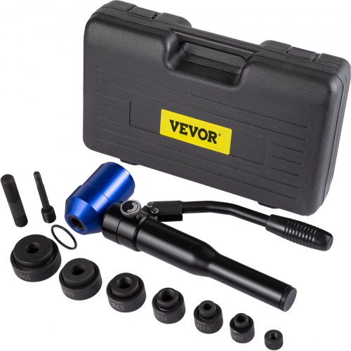 VEVOR Hydraulic Knockout Punch Set, 98KN(10 T) Knockout Hole Punch Driver Kit, 6 Dies Ranging from 1/2 to 2 inch, for Punching Hole on the Switchboard, Steel Plate, Electrical Cabinet