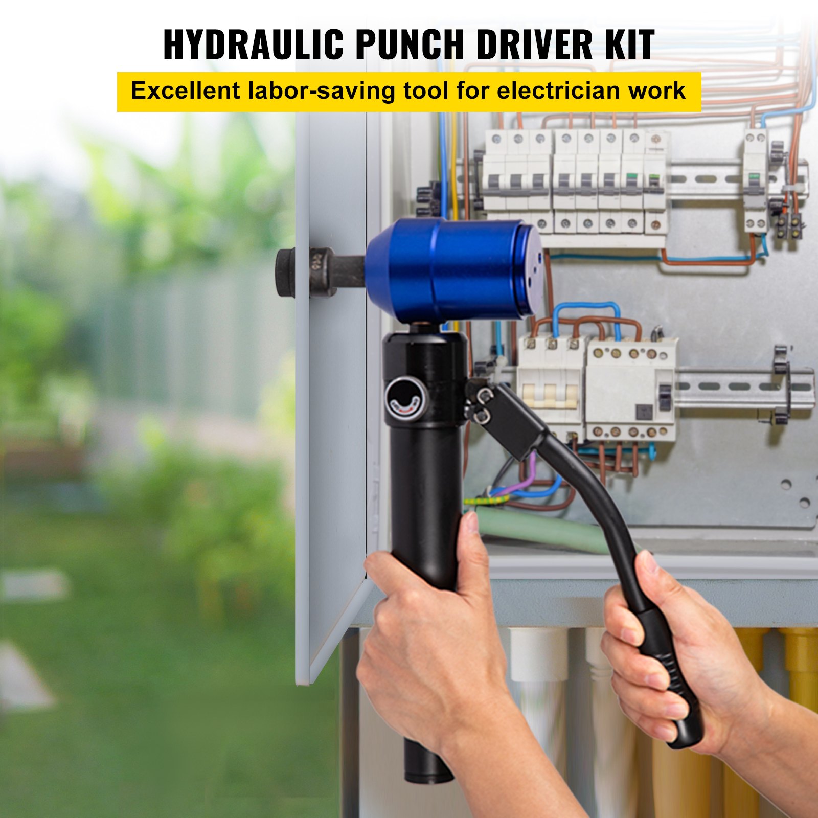 VEVOR Hydraulic Knockout Punch Set, 98KN(10 T) Knockout Hole Punch Driver Kit, 6 Dies Ranging from 1/2 to 2 inch, for Punching Hole on the Switchboard, Steel Plate, Electrical Cabinet