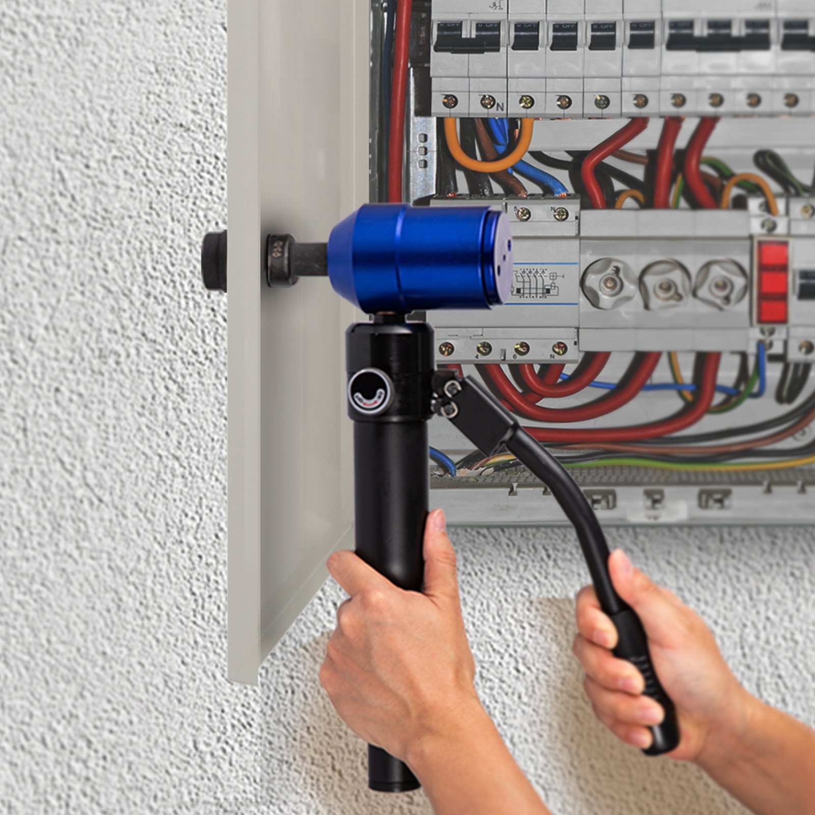 VEVOR Hydraulic Knockout Punch Set, 98KN(10 T) Knockout Hole Punch Driver Kit, 6 Dies Ranging from 1/2 to 2 inch, for Punching Hole on the Switchboard, Steel Plate, Electrical Cabinet