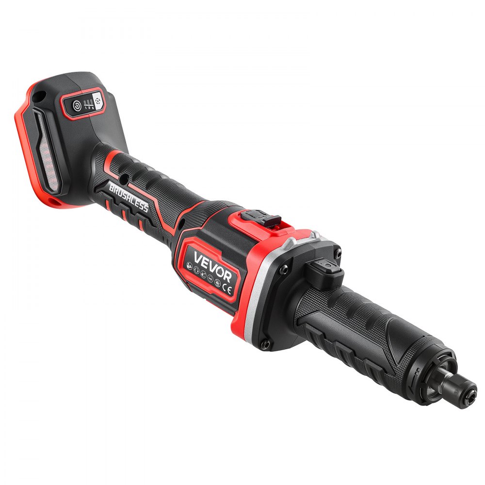 VEVOR Cordless Die Grinder, 20V 3-Speed 26000RPM Straight Power Grinder, 1000W Brushless Motor, 6.35mm Collet, Lightweight & Comfortable Grip for Grinding, Polishing, Cutting (Battery Not Included)