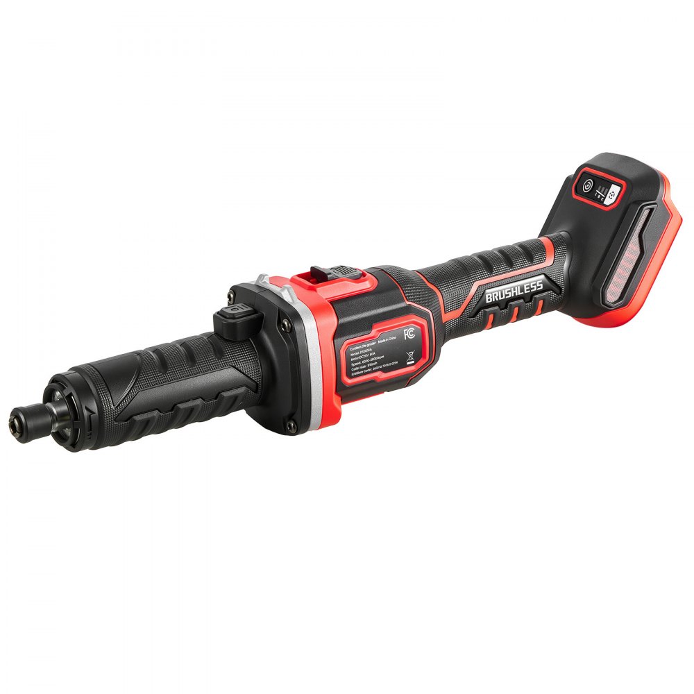VEVOR Cordless Die Grinder, 20V 3-Speed 26000RPM Straight Power Grinder, 1000W Brushless Motor, 6.35mm Collet, Lightweight & Comfortable Grip for Grinding, Polishing, Cutting (Battery Not Included)