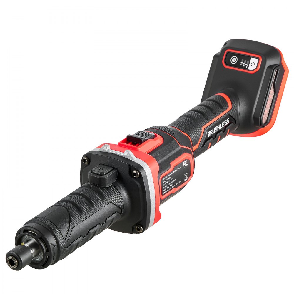 VEVOR Cordless Die Grinder, 20V 3-Speed 26000RPM Straight Power Grinder, 1000W Brushless Motor, 6.35mm Collet, Lightweight & Comfortable Grip for Grinding, Polishing, Cutting (Battery Not Included)
