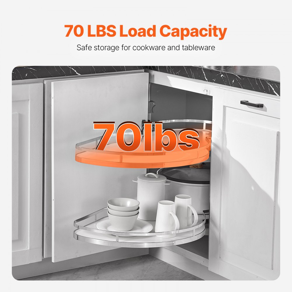 VEVOR Swing Right Blind Corner Cabinet, Pull Out Organizer for 36 inch Width Blind Cabinet, 2 Tier Height Adjustable Swing Tray, Soft Close Kitchen Cloud Blind Organizer, Right Open