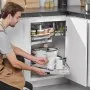 VEVOR Armario de esquina ciego abatible a la izquierda, organizador extraíble para armario ciego de 91 cm de ancho, bandeja abatible de 2 niveles con altura ajustable, organizador de cocina con cierre suave, apertura a la izquierda