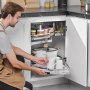 VEVOR Swing Left Blind Corner Cabinet, Pull Out Organizer for 36 inch Width Blind Cabinet, 2 Tier Height Adjustable Swing Tray, Soft Close Kitchen Cloud Blind Organizer, Left Open