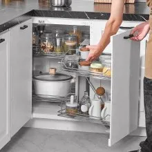 VEVOR 2 Tier Blind Corner Pull Out Organizer Chrome Kitchen Cabinet Basket