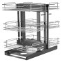 VEVOR Min 15"W Opening Blind Corner Pull Out Organizer, 3 Tier 6 Shelf Kitchen Cabinet Organizer, Chrome Carbon Steel Storage Basket, Slide Out Storage Organizer, Left & Right Open Compatible