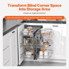 VEVOR 3 Tier Blind Corner Pull Out Organizer Krom køkkenskabskurv