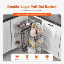 VEVOR 3 Tier Blind Corner Pull Out Organizer Chrome Kitchen Cabinet Basket