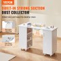 VEVOR Manicure Table, Nail Table Station with Electric Dust Collector, Moveable Nail Tech Desk with 8 Wheels (4 Lockable), 3 Dust Bag & Wrist Rest, MDF Nail Art Workstation for Spa Beauty Salon, White