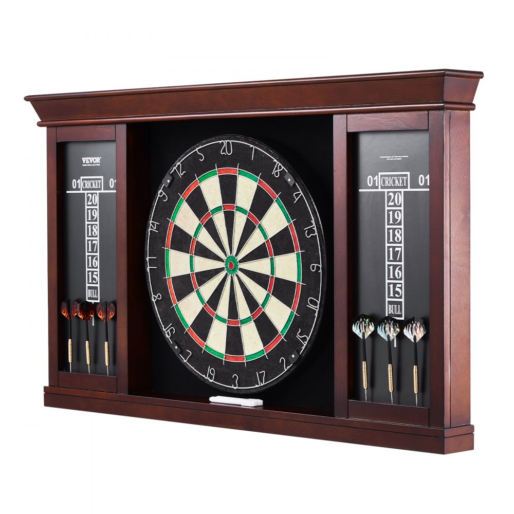 VEVOR Dartboard and Cabinet Set, Ready-to-Play Bundle Official Size Dartboard Cabinet Set, Steel Tip Dart Cabinet, Features Easy Assembly, Complete with All Accessories, Perfect for Cricket Games