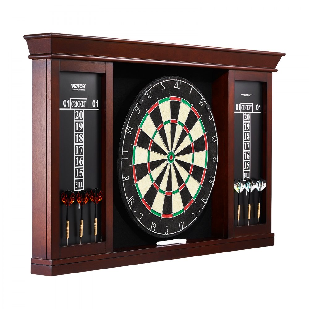 VEVOR Dartboard and Cabinet Set, Ready-to-Play Bundle Official Size Dartboard Cabinet Set, Steel Tip Dart Cabinet, Features Easy Assembly, Complete with All Accessories, Perfect for Cricket Games