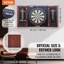 VEVOR Dartboard and Cabinet Set, Ready-to-Play Bundle Official Size Dartboard Cabinet, Steel Tip Dart Hideaway Cabinet, Features LED Light, Easy Assembly, Complete with All Accessory, for Cricket Game