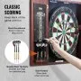 VEVOR Dartboard and Cabinet Set, Ready-to-Play Bundle Official Size Dartboard Cabinet, Steel Tip Dart Hideaway Cabinet, Features LED Light, Easy Assembly, Complete with All Accessory, for Cricket Game