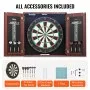 VEVOR Dartboard and Cabinet Set, Ready-to-Play Bundle Official Size Dartboard Cabinet, Steel Tip Dart Hideaway Cabinet, Features LED Light, Easy Assembly, Complete with All Accessory, for Cricket Game