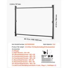 VEVOR Gate Building Kit Fits 40 to 72 in Wide Openings 4 to 5 ft High Fence