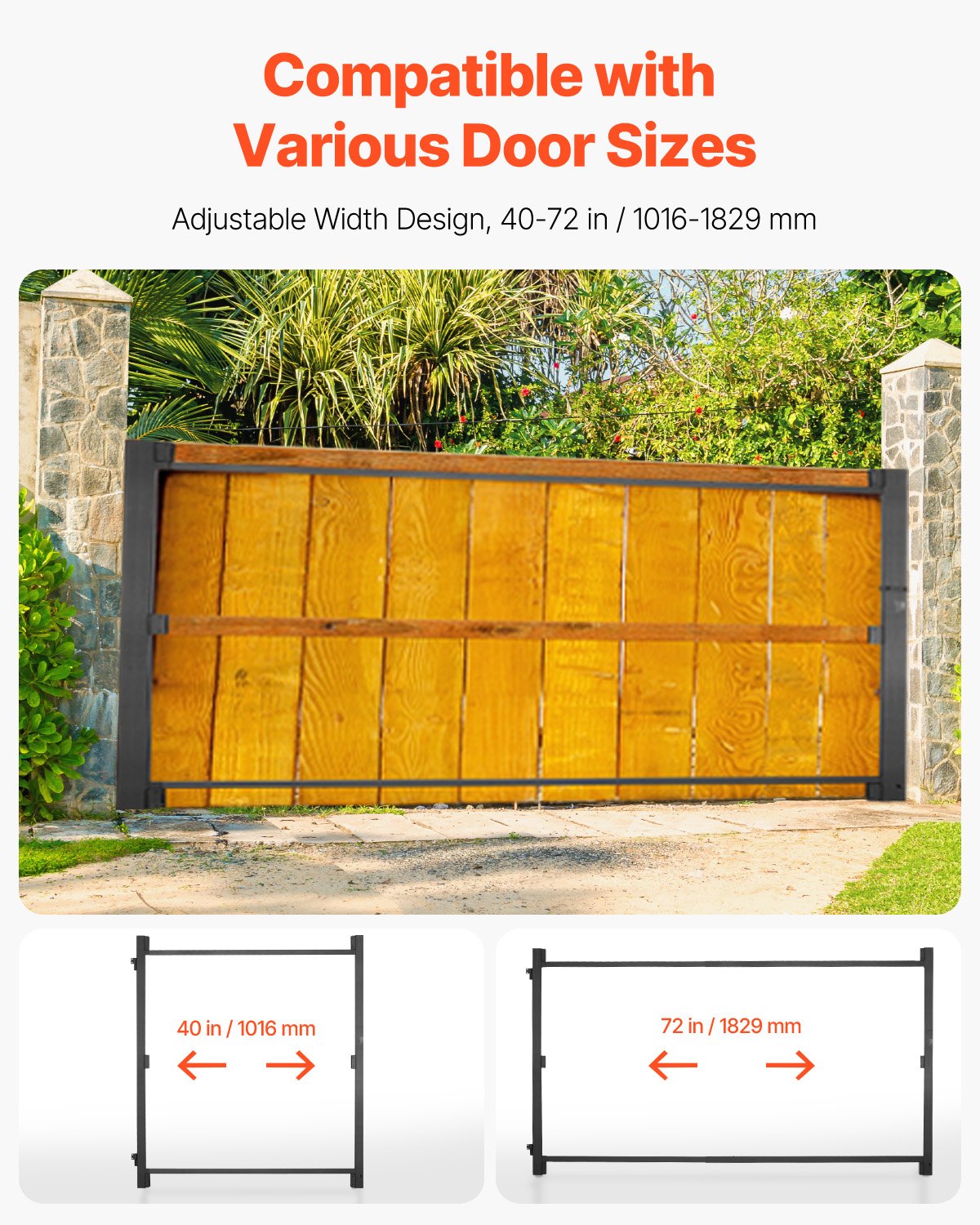 VEVOR Gate Building Kit, Fits 101.6 to 182.9 cm Wide Openings, Up from 121.9 to 152.4 cm High Fence, Adjustable Gate Building Kit, Anti Sag Full Gate Frame Kit with Latch Lock, for Wooden Fence, Iron