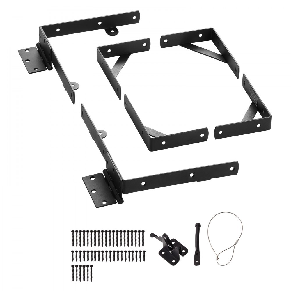 VEVOR Gate Corner Brace Bracket, Anti Sag Gate Frame Hardware Kit, Gate Frame Brace Bracket with Latch Lock Rope, Latch Lock, for Shed Doors, Corral Gates, Driveway Gates, Wood Windows, Iron, Black