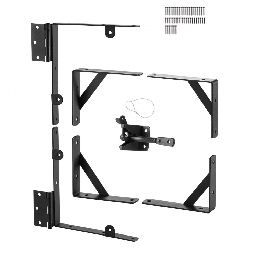 VEVOR Gate Corner Brace Bracket, Anti Sag Gate Frame Hardware Kit, Gate Frame Brace Bracket with Latch Lock Rope, Latch Lock, for Shed Doors, Corral Gates, Driveway Gates, Wood Windows, Iron, Black