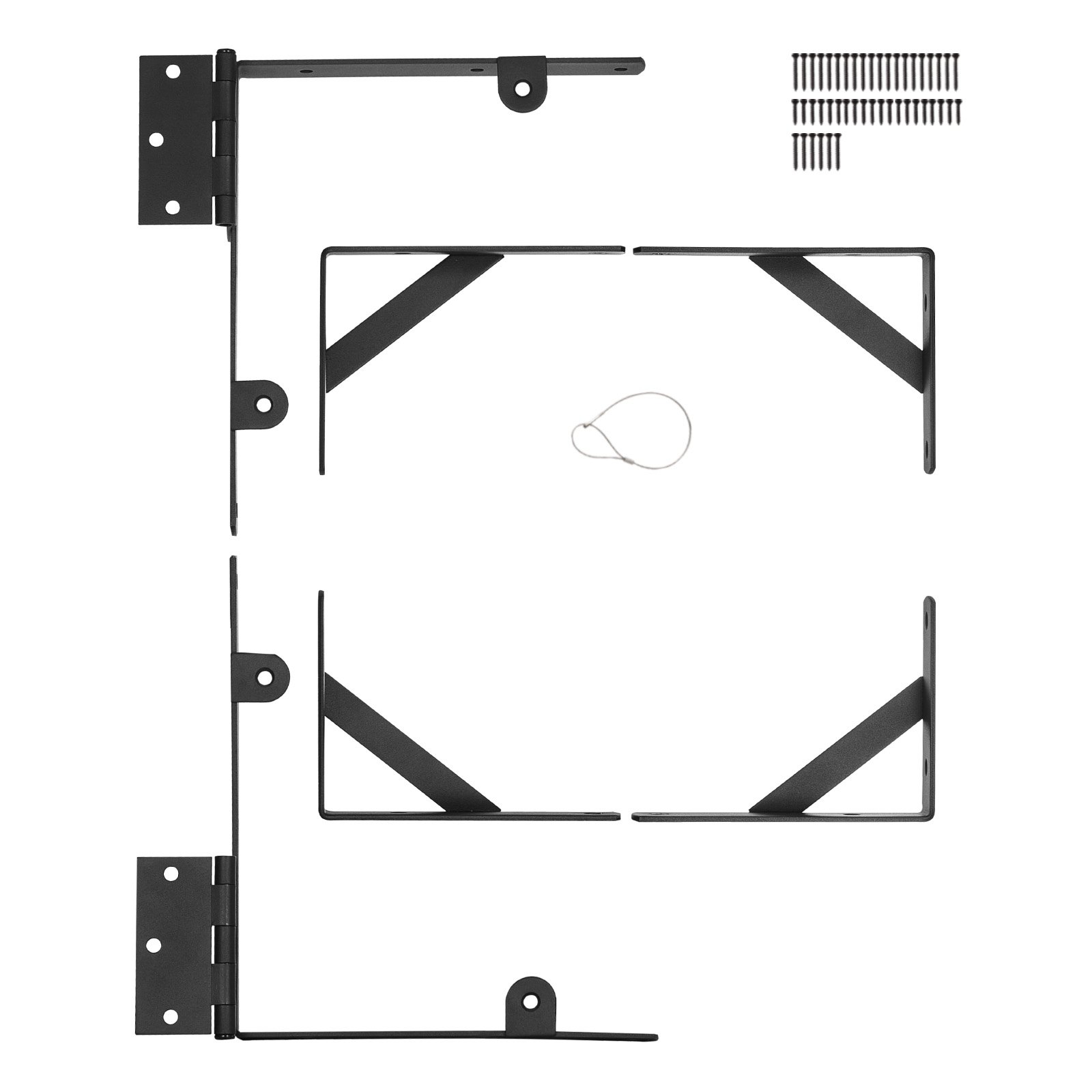 VEVOR Gate Corner Brace Bracket, Anti Sag Gate Frame Hardware Kit, Gate Frame Brace Bracket with Latch Lock Rope, Latch Lock, for Shed Doors, Corral Gates, Driveway Gates, Wood Windows, Iron, Black