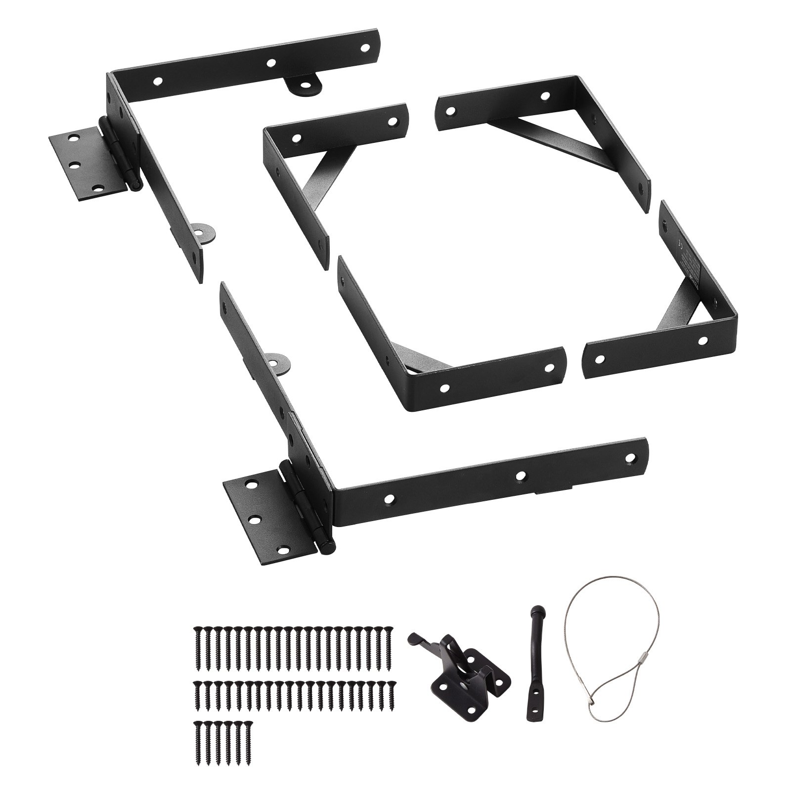 VEVOR Gate Corner Brace Bracket, Anti Sag Gate Frame Hardware Kit, Gate Frame Brace Bracket with Latch Lock Rope, Latch Lock, for Shed Doors, Corral Gates, Driveway Gates, Wood Windows, Iron, Black