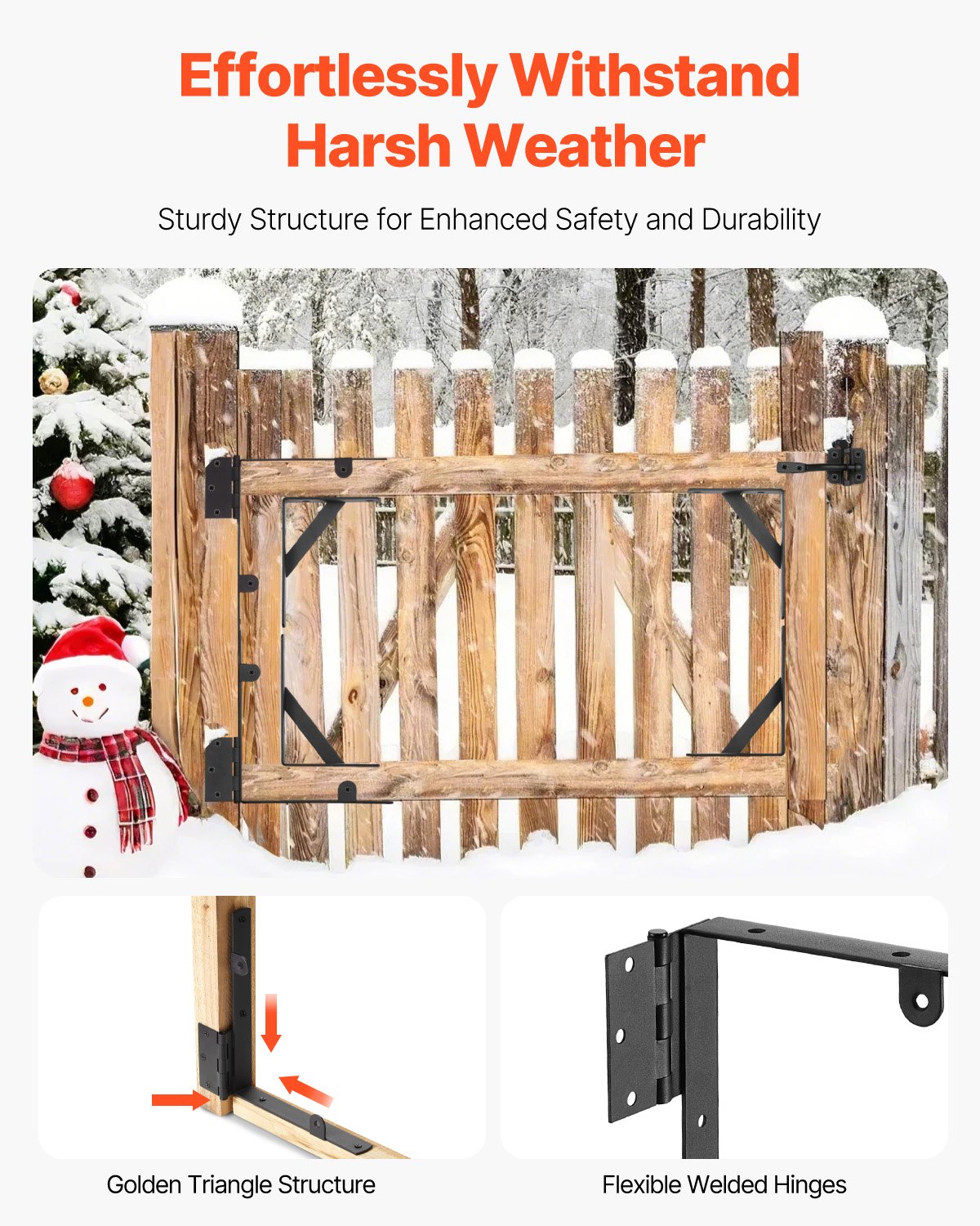 VEVOR Gate Corner Brace Bracket, Anti Sag Gate Frame Hardware Kit, Gate Frame Brace Bracket with Latch Lock Rope, Latch Lock, for Shed Doors, Corral Gates, Driveway Gates, Wood Windows, Iron, Black