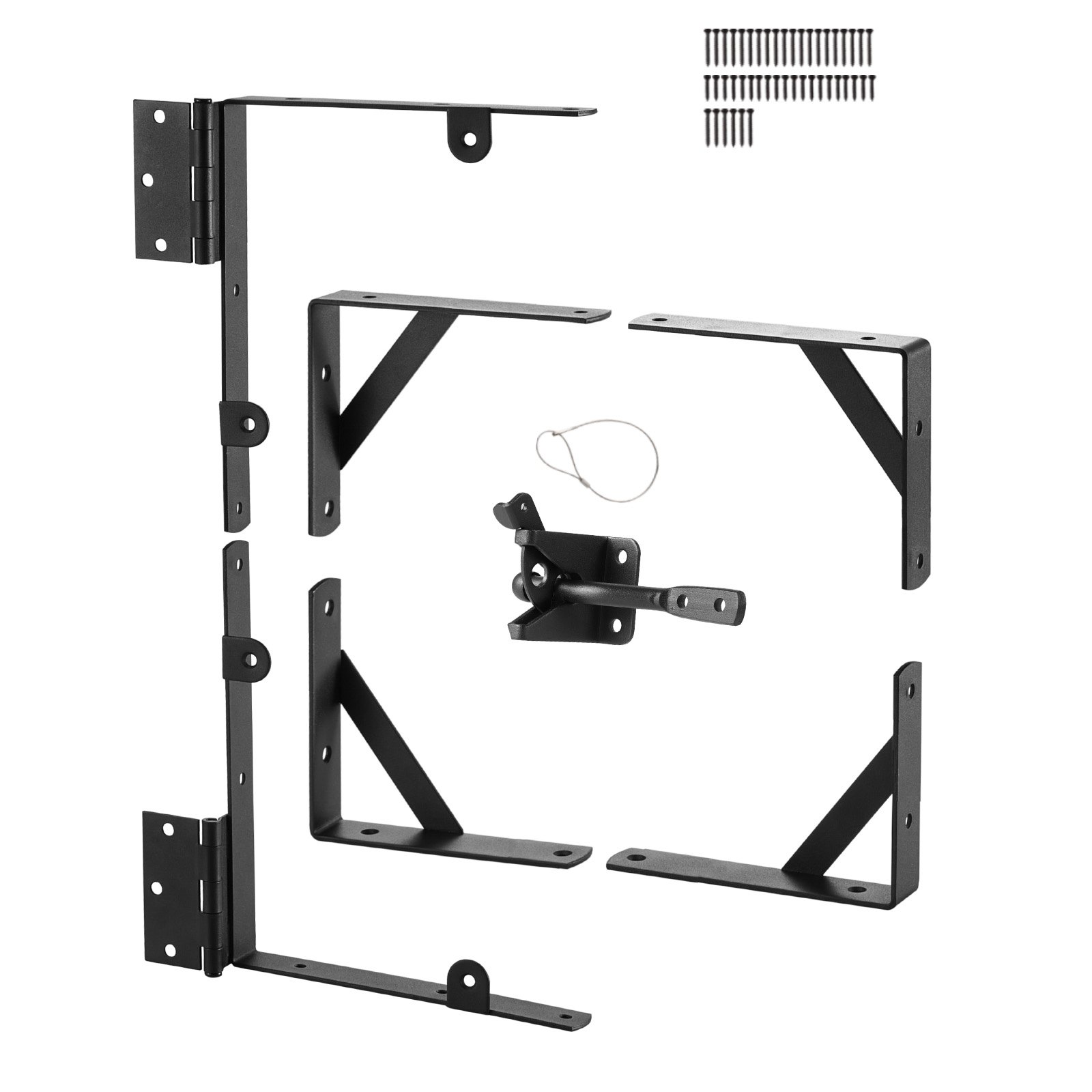VEVOR Gate Corner Brace Bracket, Anti Sag Gate Frame Hardware Kit, Gate Frame Brace Bracket with Latch Lock Rope, Latch Lock, for Shed Doors, Corral Gates, Driveway Gates, Wood Windows, Iron, Black