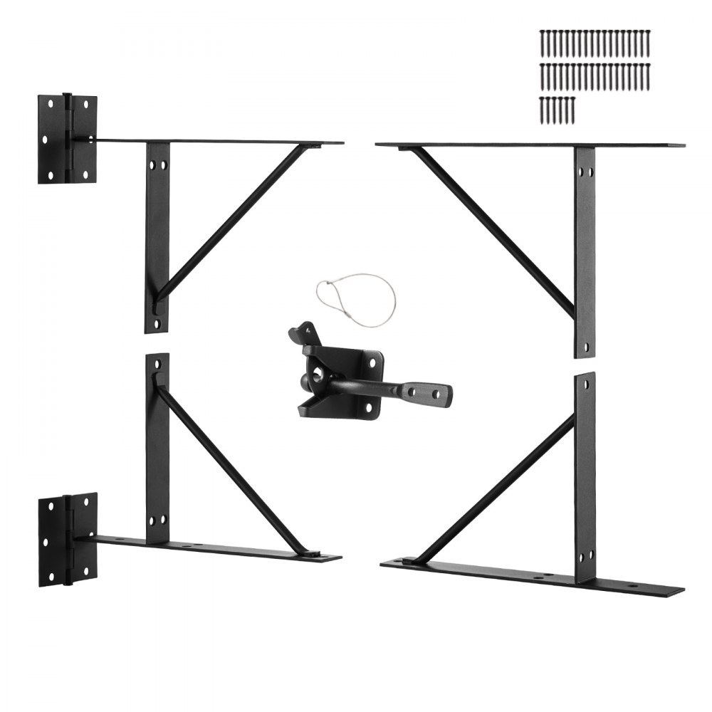 VEVOR Gate Corner Brace Bracket, Anti Sag Gate Frame Hardware Kit, Gate Frame Brace Bracket with Latch Lock, Latch Lock Rope, for Shed Doors, Corral Gates, Driveway Gates, Stable Gates, Iron, Black