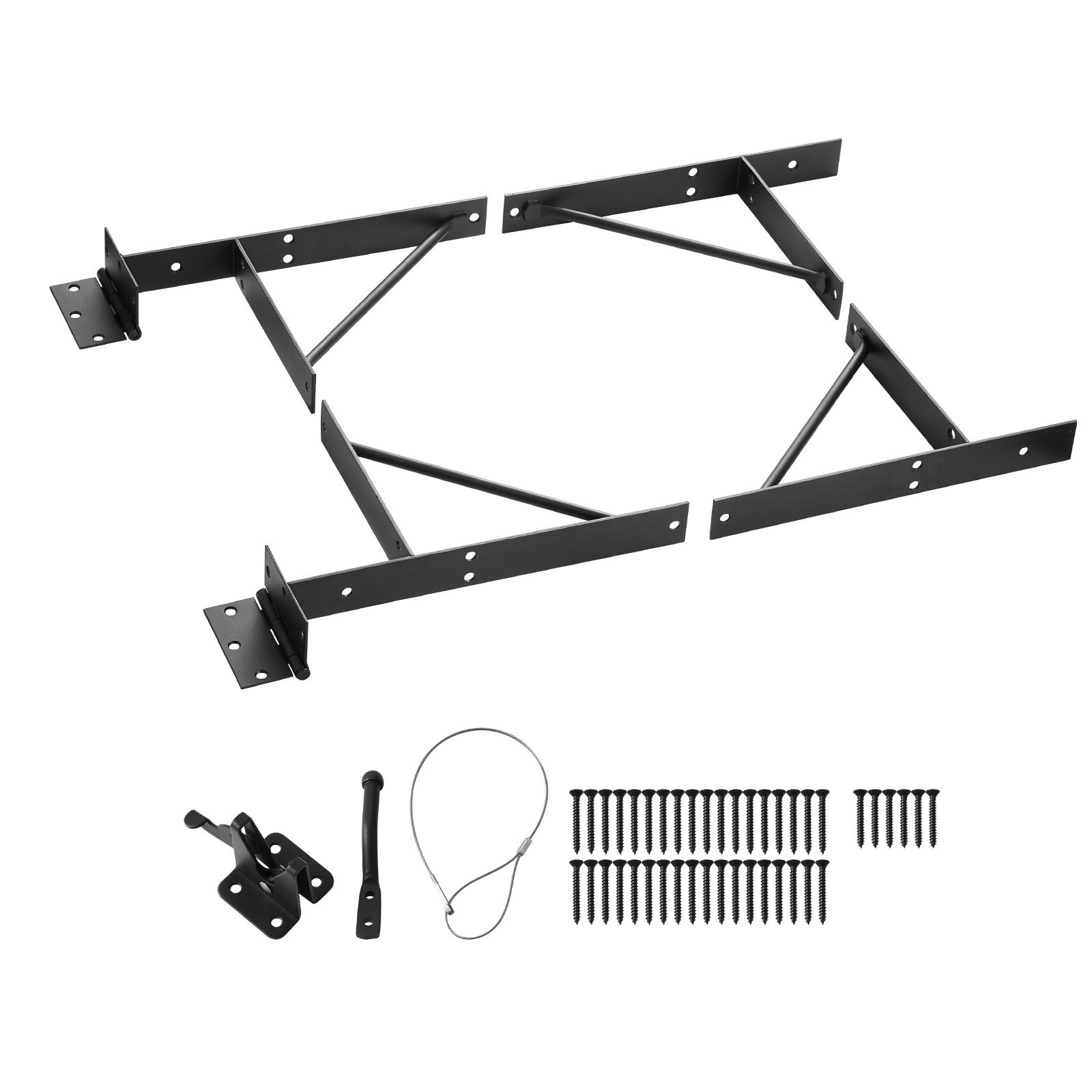 VEVOR Gate Corner Brace Bracket, Anti Sag Gate Frame Hardware Kit, Gate Frame Brace Bracket with Latch Lock, Latch Lock Rope, for Shed Doors, Corral Gates, Driveway Gates, Stable Gates, Iron, Black