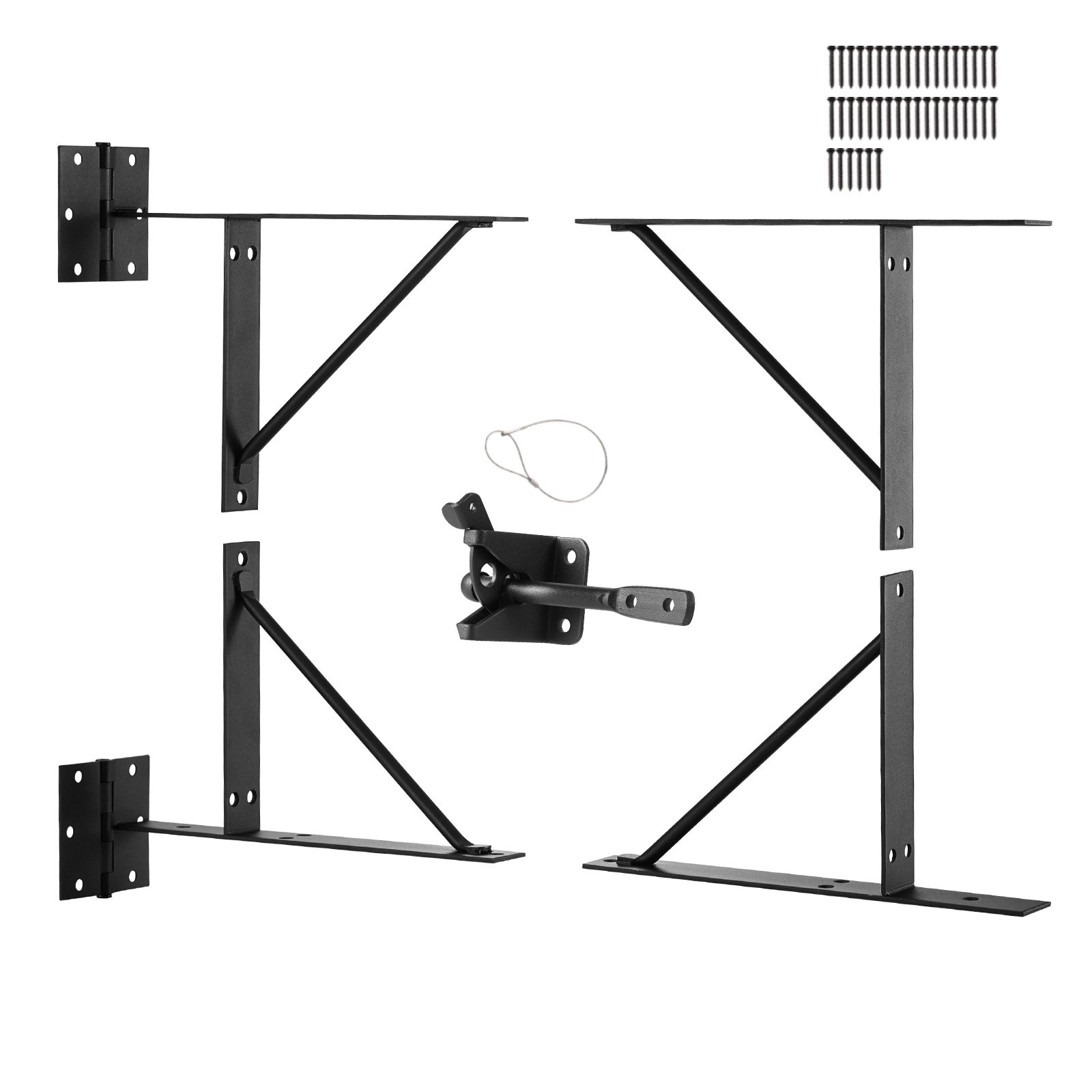 VEVOR Gate Corner Brace Bracket, Anti Sag Gate Frame Hardware Kit, Gate Frame Brace Bracket with Latch Lock, Latch Lock Rope, for Shed Doors, Corral Gates, Driveway Gates, Stable Gates, Iron, Black