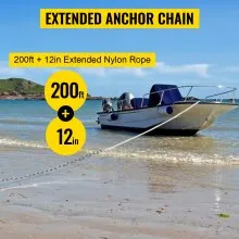 VEVOR Anchor Rode and Chain, 15' x 5/16" Boat Anchor Chain, 1/2" x 200' Nylon Rope, 2.2T Chain Tension Galvanized Steel Chain, Windlass-Grade Three Strand Twist Nylon, Anchor Chain for Boats, Ships