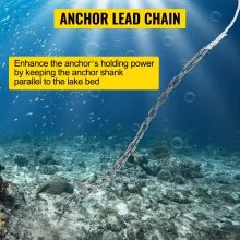 VEVOR Anchor Rode and Chain, 15' x 5/16" Boat Anchor Chain, 1/2" x 200' Nylon Rope, 2.2T Chain Tension Galvanized Steel Chain, Windlass-Grade Three Strand Twist Nylon, Anchor Chain for Boats, Ships