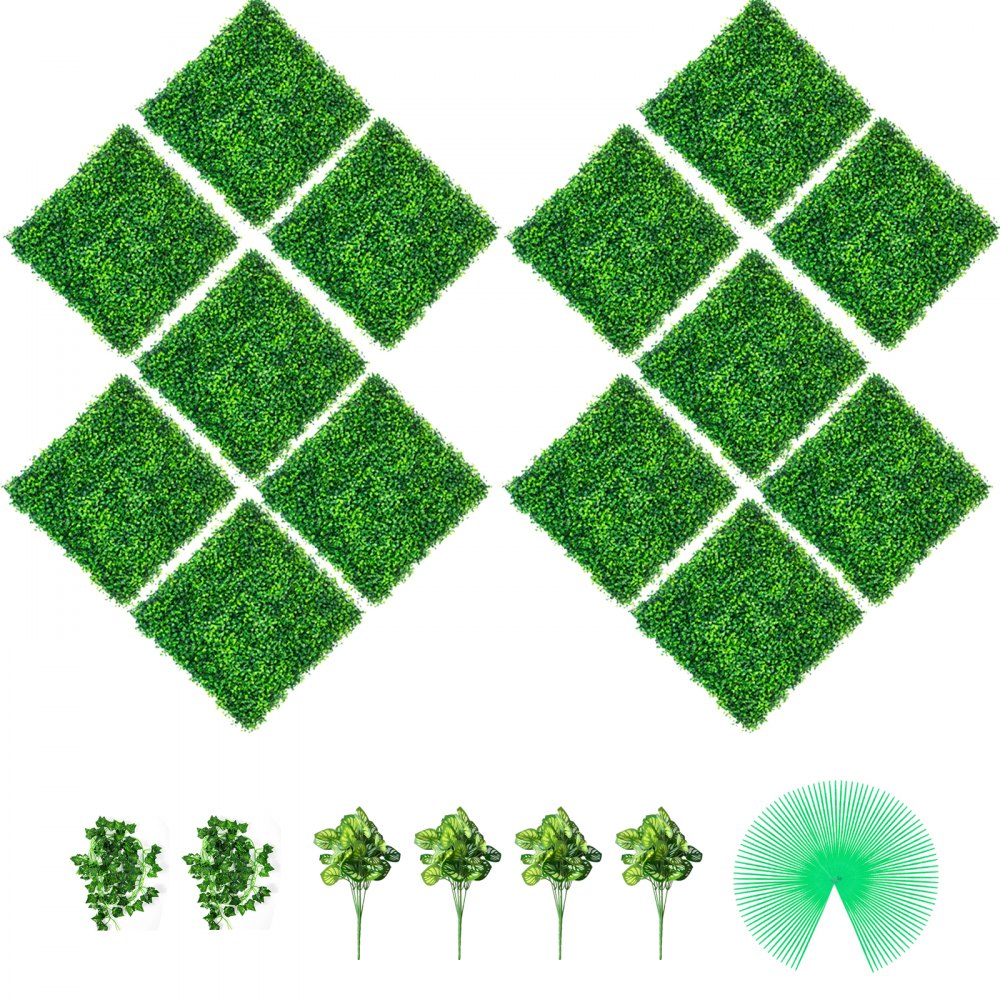 VEVOR Artificial Boxwood Panels, 14 PCS50.8x50.8cmBoxwood Hedge Wall Panels, PE Artificial Grass Backdrop Wall 4 cm , Privacy Hedge Screen for Decoration of Outdoor, Indoor, Garden, Fence, and Backyar