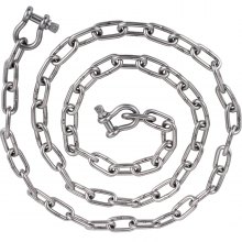 VEVOR Anchor Chain, 10 ft x 5/16 in Stainless Steel Chain, 3/8" Anchor Chain Shackle, 7120lbs Anchor Lead Chain Breaking Load, 9460lbs Anchor Chain Shackle Breaking Load, Anchor Chain for Boats