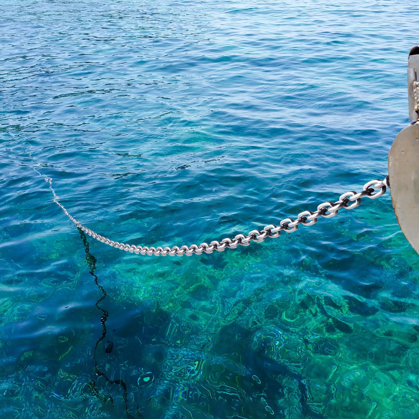 VEVOR Boat Anchor Chain, 5/16" x 20', 2373 lbs. WLL/7120 lbs. BS, 316 Stainless Steel Marine Grade Anchor Lead Chain with Dual Lock Ring Shackles for Boats, Deck, Fishing, Works with Different Anchors